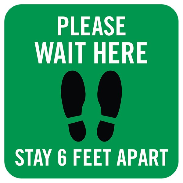 Identity Group Please Wait Here, 6 Feet Apart, Green, 15" 8480XGR